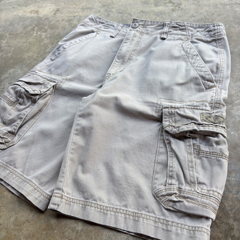 Vintage Y2K Union Bay Cargo Shorts Baggy Paratrooper Workwear Tan 36 (k1)